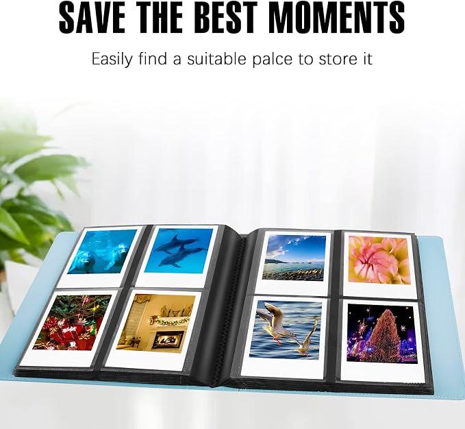 Veicevol 256-Pocket Album for Polaroid i-Type, 600 & SX-70 Photos, Blue | Designed for Fujifilm Instax Wide Photos, Water-Resistant PU Leather Cover, Front Window, Securely Holds Up to 256 Photos - Image 7