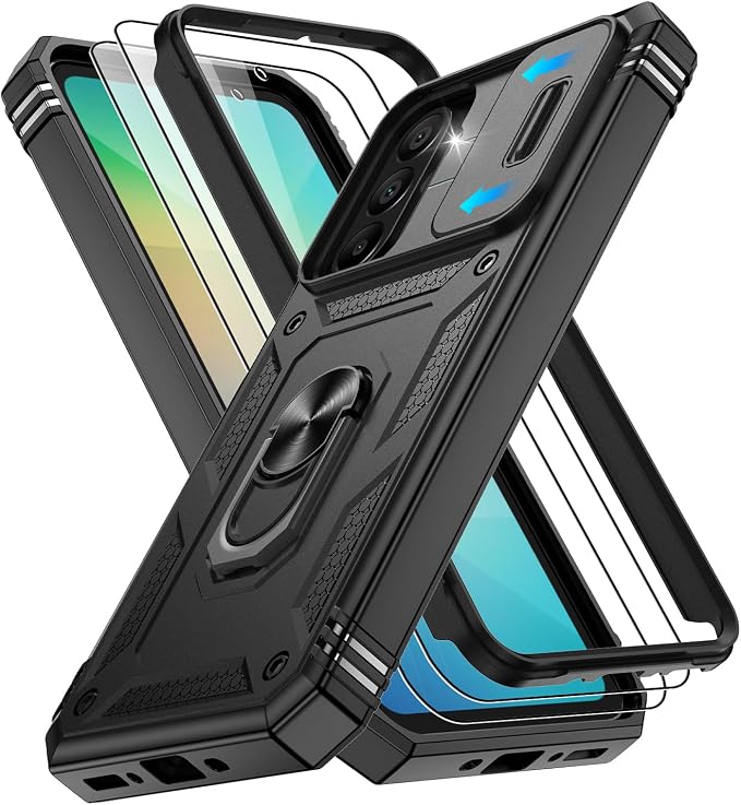 Gritup for Samsung Galaxy A26 5G Phone Case: Galaxy-A26-5G Phone Case with 2*Screen Protector, Magnetic Stand & Slide Camera Cover, Shock Proof Military-Grade Funda para A 26 Cover, Black by Gritup