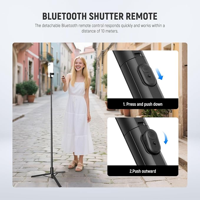 NEEWER Entry Level Version 16-71" Selfie Stick Tripod Compatible with iPhone Android, Portable Cell Phone Travel Stand Camera Holder with Remote for TikTok Video Recording Streaming Filming, PA988 - Image 4