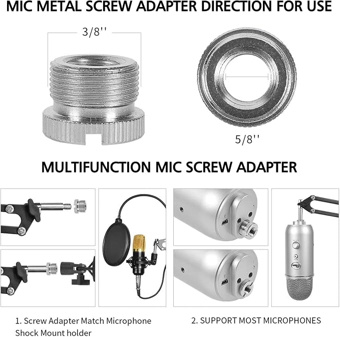 Microphone Stand for Blue Yeti, Quadcast Boom Arm Scissor Mic Stand with Windscreen and Double layered screen Pop Filter Heavy Duty Mic Boom Scissor Arm Stands, Broadcasting and Recording.Game | Includes windscreen and double-layer pop filter; compatib... - Image 4