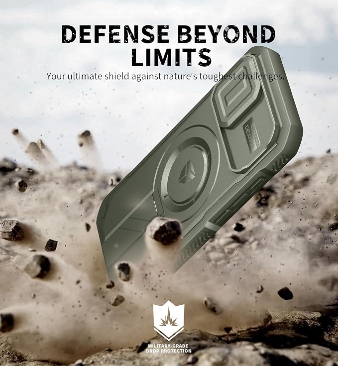 Dexnor for iPhone 17 Case with Slide Camera Cover & Adjustable Kickstand, Compatible with MagSafe, Rugged Shockproof Bumper Cases Heavy-Duty Magnetic Protective Cover,6.3 inch,Army Green - Image 6