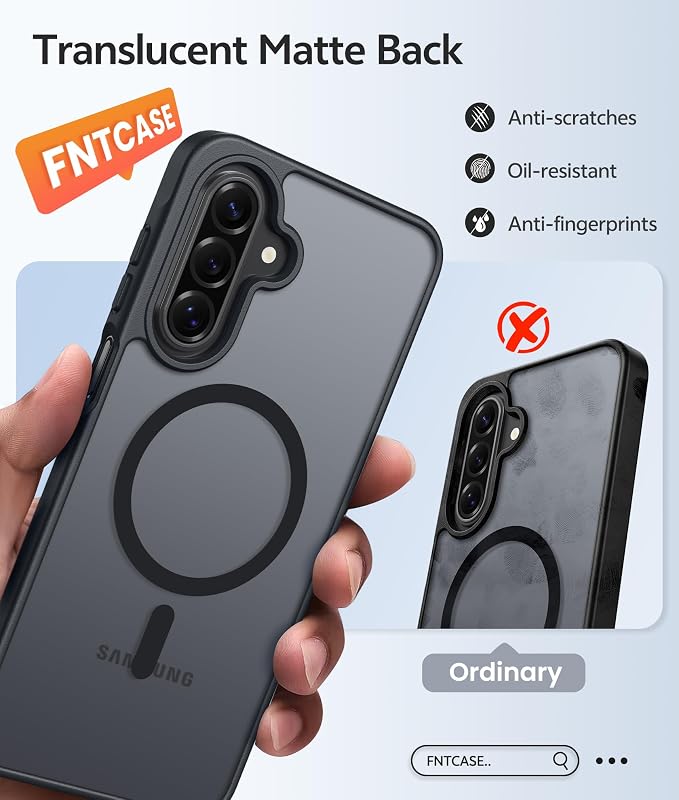 FNTCASE for Galaxy A17/A16 5G Phone Case, Fit for Magsafe, Screen Protector | Translucent Matte, 14FT Military Grade Drop Protection, Slim Shockproof Protective, for Samsung A 17 A 16 Cover, Black - Image 6