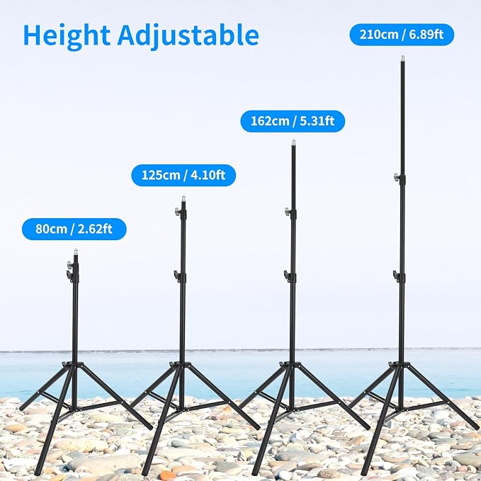 Anautin 2 Pack Adjustable 7ft Aluminum Photography Light Stand, Portable Light Tripod, for Lighting Stand Speedlight, Flash, Softbox,Strobe Light, Camera, Photographic Portrait - Image 2