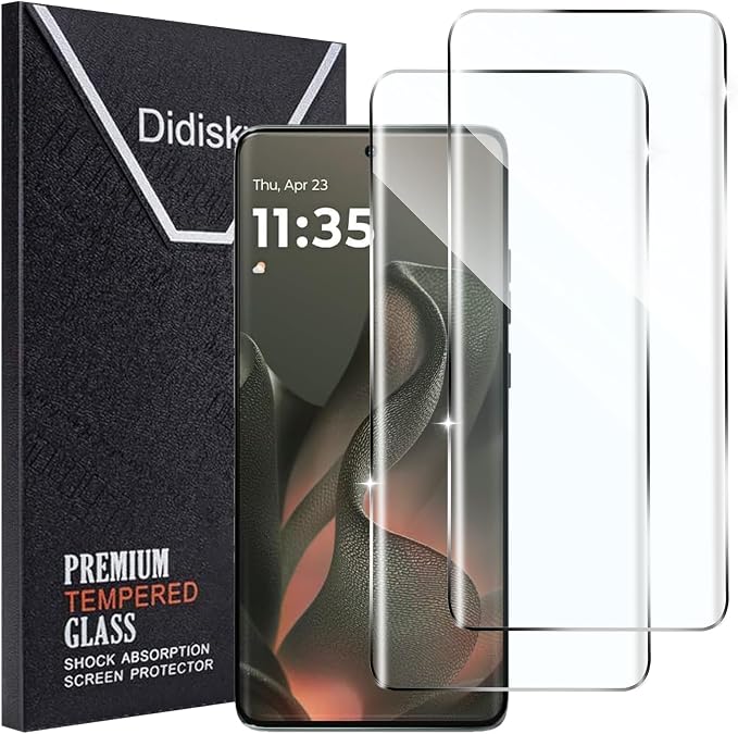 Didisky 2 Pack Screen Protector for Motorola Moto Edge 2025, Edge 60 Fusion, 60 Pro Tempered Glass, 3D Curved Full Coverage, Bubble Free, Anti Scratch,HD Clear,Easy to Install,9H Hardness by Didisky