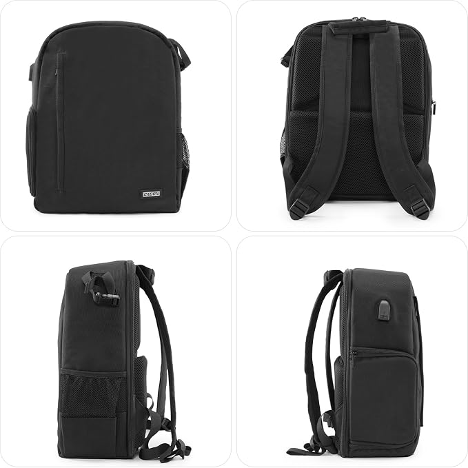 CADeN Camera Backpack Bag for DSLR/SLR Mirrorless Camera Waterproof with 15.6 inch Laptop Compartment, USB Charging Port, Tripod Holder, Rain Cover, Camera Case Compatible for Sony Canon Nikon Black L - Image 9