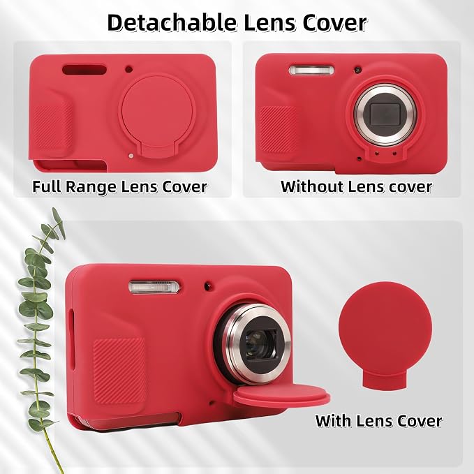 Case for Kodak PIXPRO FZ55, FZ55 accessories | Soft Silicone Protective Case Removable Lens Cover, Comes with 2 Screen Protectors and 1 Wrist Strap. (Rose red) - Image 4