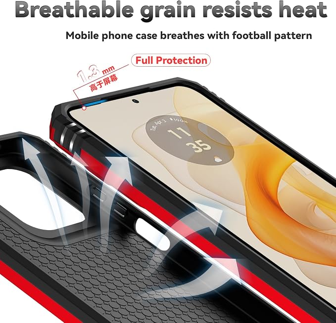 for Motorola Moto G 2025 / Moto G 2026 / Moto G Play 2026 Case, with Slide Camera Cover HD Screen Protector [Military Grade 16ft. Drop Tested] Ring Holder Kickstand Protective Phone Case, Red - Image 9