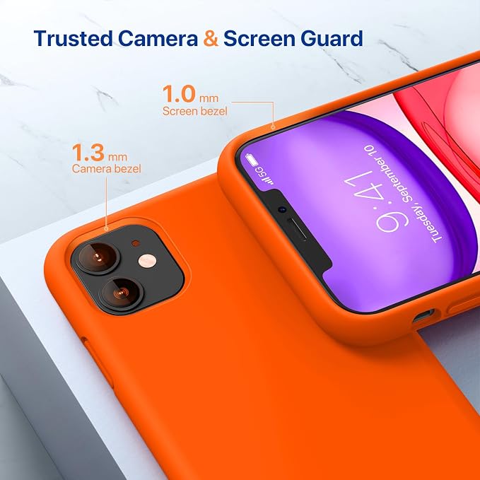 Miracase Silicone for iPhone 11 Phone Case, Amber Orange | Soft Anti-Scratch Microfiber Lining, Premium Silicone Cover Shockproof Drop Protection Phone Case for 11 - Image 4