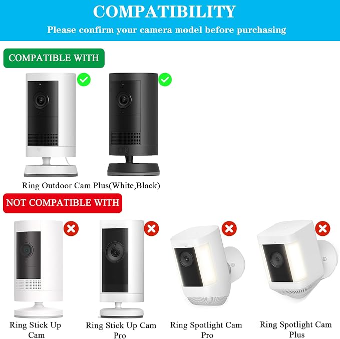 Sun Rain Shade Camera Cover Compatible with Ring Outdoor Cam Plus | Weatherproof Camera Protective Shield for Resistant UV, Anti Glare,Easy to Install,Black - Image 2