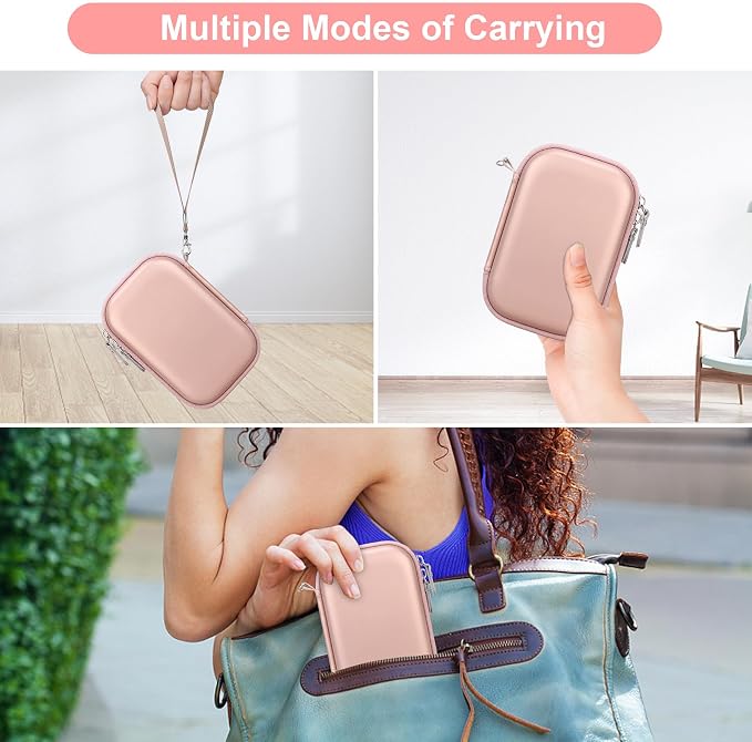 Canboc Carrying Case for HP Sprocket Portable 2x3 Instant Photo Printer | For Kodak Step Wireless Mobile Photo Printer, Zipper Mesh Bag fits Photo Paper Cable, Rose Gold - Image 3