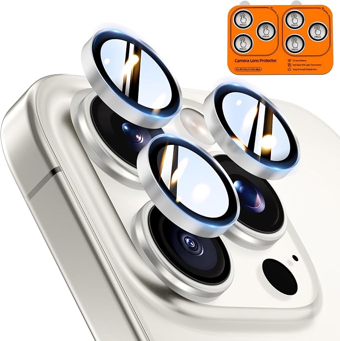 TOCOL for iPhone 14 Pro Max Camera Lens Protector/iPhone 14 Pro Camera Lens Protector Tempered Glass HD Individual Scratch Resistant Cover Accessories Case Friendly 2 Pack（Silvery） by TOCOL