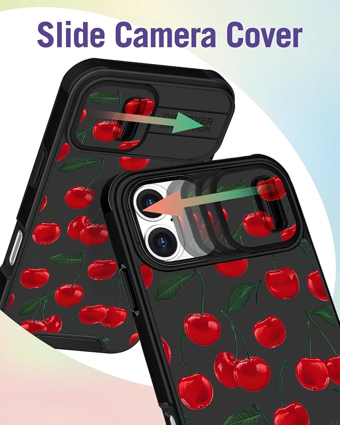 Buleens for iPhone 16 Plus Case 6.7 Inch - with Ring Stand & Camera Cover Aesthetic Cute Designed for Women Girls Girly Pretty Kawaii Cherry Phone Case for iPhone 16 Plus Compatible with Magsafe - Image 3