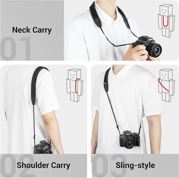 JJC Neck Shuolder Strap for Canon EOS R50V R50 R100 M50 Mark II, Neoprene | Camera Strap with Quick Release, 23.6-43.3" Adjustable, Soft Padded for Comfort - Image 4
