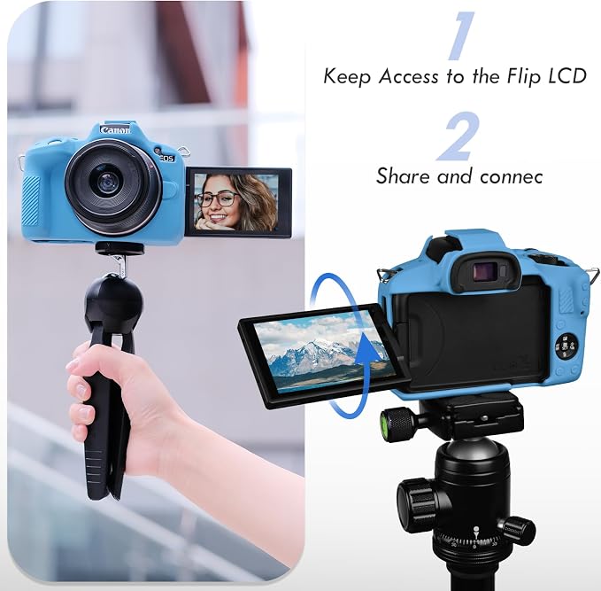 Rieibi EOSR50 EOS R50 Case, Soft Silicone Protective Case for Canon EOS R50 EOSR50 Vlogging Camera, Lightweight EOS R50 Camera Case Cover Grip Body Skin - Blue - Image 5