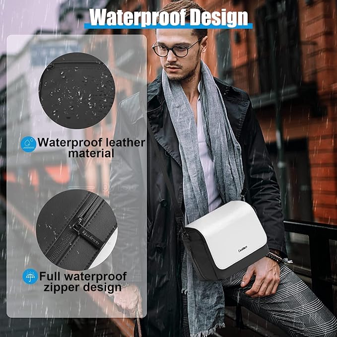 Cwatcun Camera Shoulder Bag, Waterproof Crossbody Case, Compact Photography Backpack, Compatible with Canon/Nikon/Sony/Fuji DSLR/SLR/Mirrorless Camera, Lens and Accessories, White - Image 3