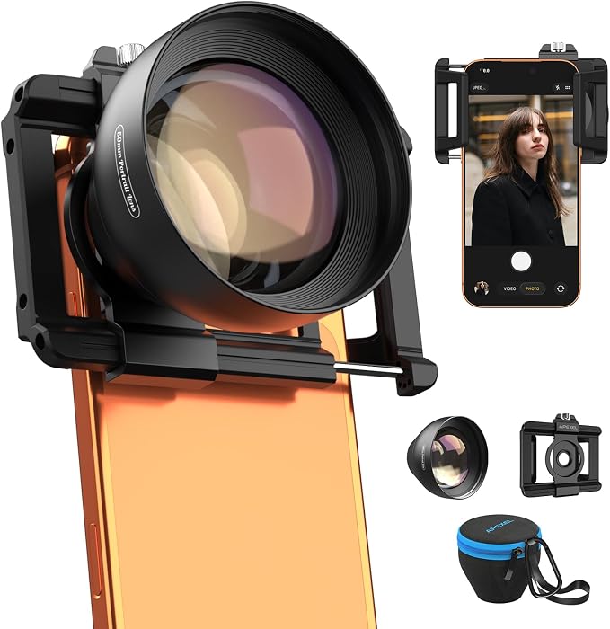 APEXEL 2X 50mm Portrait Master Telephoto Lens for iPhone | F1.05 Ultra-Large Aperture, 17mm Universal Clip, Phone Camera Zoom Lens Attachment Compatible with iPhone, Samsung and more by Apexel