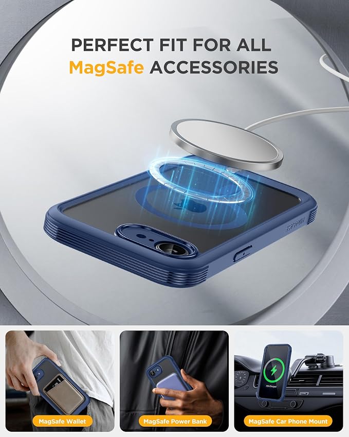 miracase for iPhone 17e & 16e Case with Built-in Private Screen Protector, [Magnetic with MagSafe] Full-Body Phone Cover Military Drop Proof 17 E/ 16 E Bumper 6.1 inch, Blue - Image 6