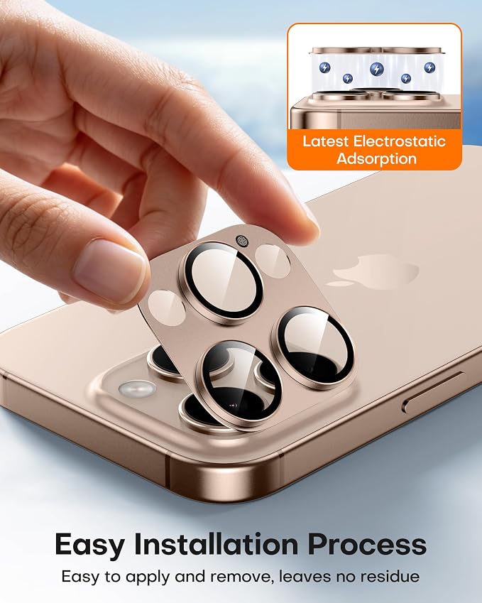 TAURI 2 Pack for iPhone 16 Pro Max/16 Pro Camera Lens Protector, Desert | Full Coverage Military-Grade Shatterproof, Upgrade AR Anti-Reflection Ultra Clear Transmission & Case Friendly - Image 3