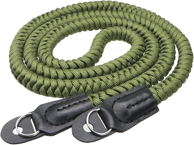 Paracord Camera Strap Long Camera Neck Shoulder Strap for SLR DSLR Digital Mirrorless Cameras 47inch/120cm Green by HITHUT