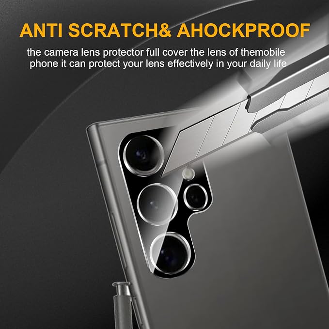 3 Pack Camera Lens Protector for Samsung Galaxy S24 Ultra | Tempered Glass,Anti-Fingerprint,9H Hardness,Scratch Resistant,Easy to Install,Bubble Free,HD Clarity - Image 4