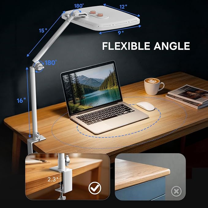 NiceVeedi 14" Soft Key Light, Dimmable Desk Ring Light with Clamp, 2700K-6500K/CRI97+/Flexible Arm/2.4G Remote, Streaming Light for Podcast/Home Office/YouTube/TikTok/Makeup/Video Calls - Image 5