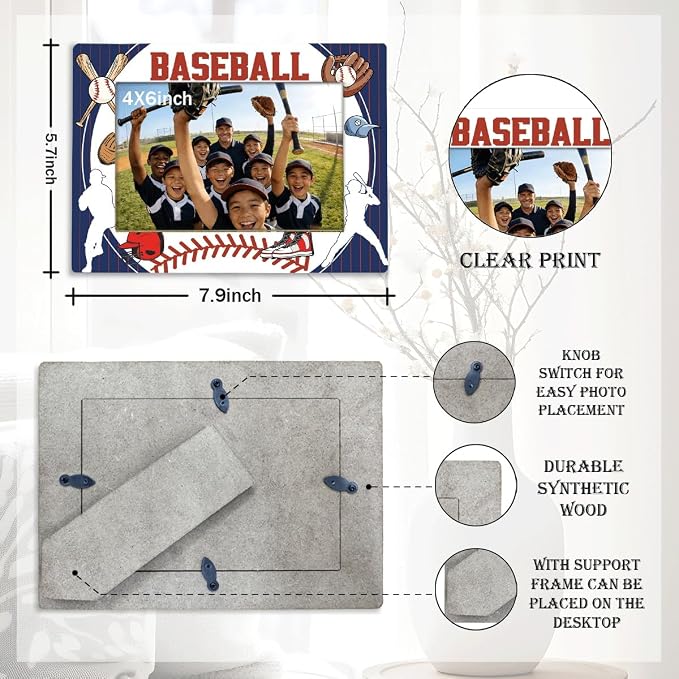 Baseball Picture Frame, Baseball Tabletop Photo Frame, Sports Theme Picture Frames Gift to Team Player Coach Home Tabletop Display Accessories, Suitable Display 4 * 6 Inches Photograph - Image 2