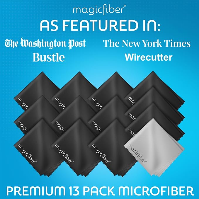 MagicFiber Microfiber Cleaning Cloth, Glasses Cleaner, Eyeglass Wipes, 13pk | Clean Eye Glasses, Lenses, Screens, Cameras, Sunglasses, Watches, Electronics, & More - Image 3