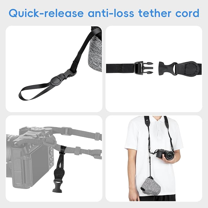 Neoprene Camera Case for Fuji X-T30 III+16-50mm A6400+18-55mm Lens | 6mm thick Neoprene Pouch for fits Camera≤4.9x2.9x5". Scratch-resistant. Touch-fastening flap. without strap - Image 3