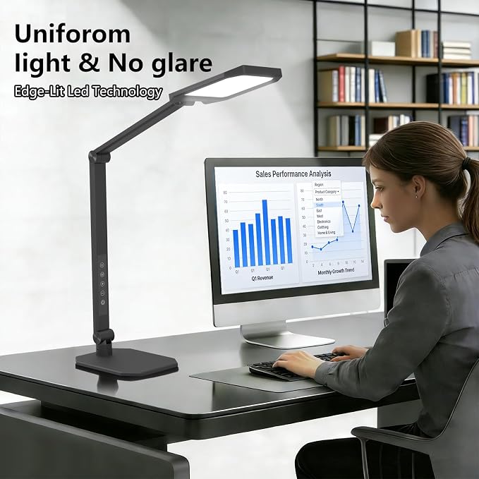 NS LED Desk Lamp 2 Pack for Home Office, Desk Lamp with Webcam Light for Video Calls, Dimmable 3000K-6500K Desk Light with Remote, Timer, Memory, Adjustable Swing Arm, CRI95+ - Image 7