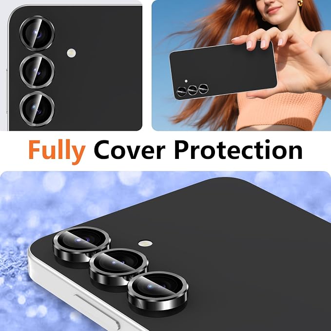 for Samsung Galaxy S25 FE Camera Lens Protector, Individual Metal Ring Tempered Glass Lens Cover, [Strong Adsorption] Scratch Resistant Ultra-Thin HD Clear Lens Cover, 1 Set-Black - Image 8