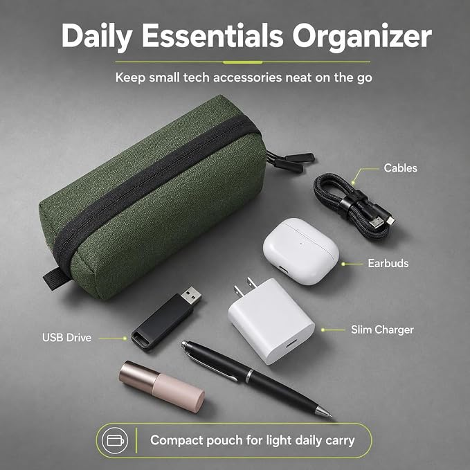 SIMTOP Electronics Travel Organizer, Compact Charger Case | Soft padded polyester helps protect cables, power banks, adapters and earbuds from light splashes and daily scratches - Image 5