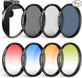 NEEWER 67mm ND Filter Kit with Cold Shoe Phone Filter Clip, 7 Pack 4X Graduated Color + Star + ND 32 + CPL Lens Filters, Compatible with iPhone 17 16 Android Samsung Galaxy S26 Ultra, FL-P15 by Neewer