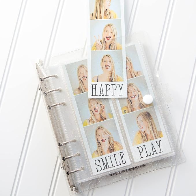 Photo Album For 2X6 Photo Booth Slip In Strips And 4X6 Pictures - 6 Ring Notebook Binder With 20 2 By 6 Sleeves - Fits 80 Photobooth Prints (CLEAR SPARKLE, 2X6) - Image 6