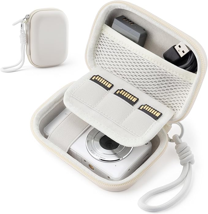 Camera Case for Digital Camera CAMKORY DC403 FHD 1080P/ KODAK PIXPRO FZ55/ FZ45, Small Travel Compact Camera Holder with Mesh Pocket for Accessories SD Card (White) by TYSORETY