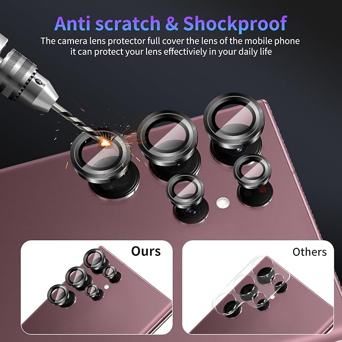 Camera Lens Protector for Samsung Galaxy S22 Ultra,1 Pack | Tempered Metal Glass Camera Cover Film,HD Clear,Anti-Scratch Lens Screen Protector Film,Case Friendly,Black Titanium - Image 4