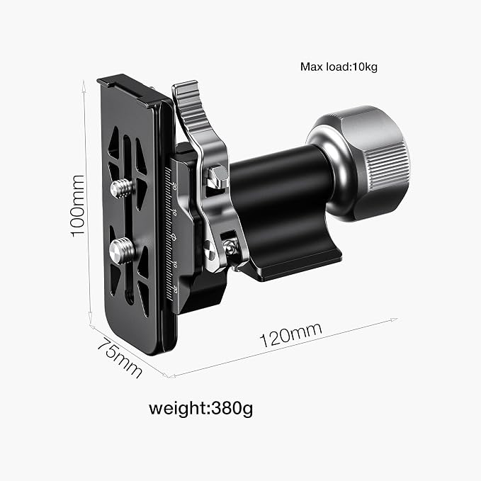 Leofoto Monopod Gimbal Head, 360° Tilt Birdwatching Photography Head for Monopods, 3/8" Mounting Hole and Arca-Type Quick Release Clamp for Panning Clamp/L Plate, Max Load to 10kg/22.05lb (MPG-01L) - Image 7