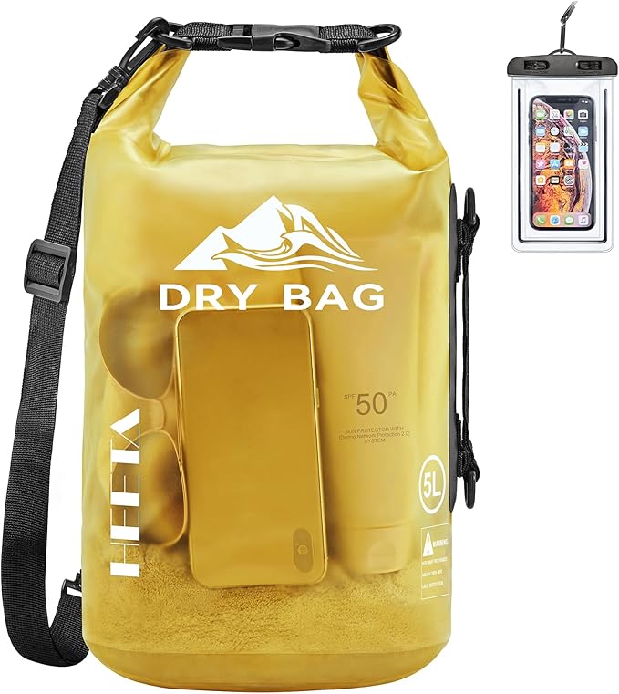 HEETA Dry Bag Waterproof Backpack with Phone Case 5L/10L/20L/30L/40L | Roll Top Lightweight Dry Storage Bag for Women Men, Travel Boating Kayaking Paddle Board Camping Beach Essentials Accessories by HEETA