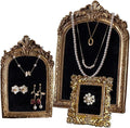 3 Pcs Jewelry Display Stand Organizer, Gold Vintage Ring Holder, Resin Necklace Holder Organizer, Photo Frame Earring Holder, Jewelry Holder for Wedding, Selling, Room Decor (Black) by MAYTOPIA