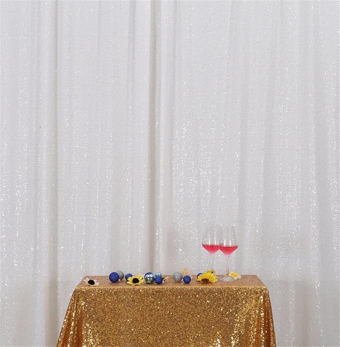 Poise3EHome White Sequin Backdrop, 8FT x 10FT Sequin Photography Backdrop Curtain for Party Decoration - Image 7