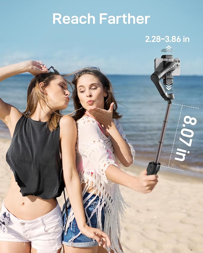 hohem iSteady V3 Ultra 3-Axis Gimbal Stabilizer for iPhone & Android | AI Live Feed Monitoring, AI Auto Tracking, Touchscreen Remote, iSteady 9.0 Anti-Shake, 8" Rod, Tripod, Fill Light, 9H Battery - Image 6