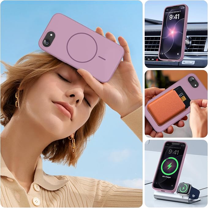 miracase Magnetic for iPhone 17e Case & iPhone 16e Case, [Soft Anti-Scratch Microfiber Lining], Compatible with MagSafe, Silicone Shockproof Protection Phone Case for iPhone 17e/16e, Blackcurrant - Image 6