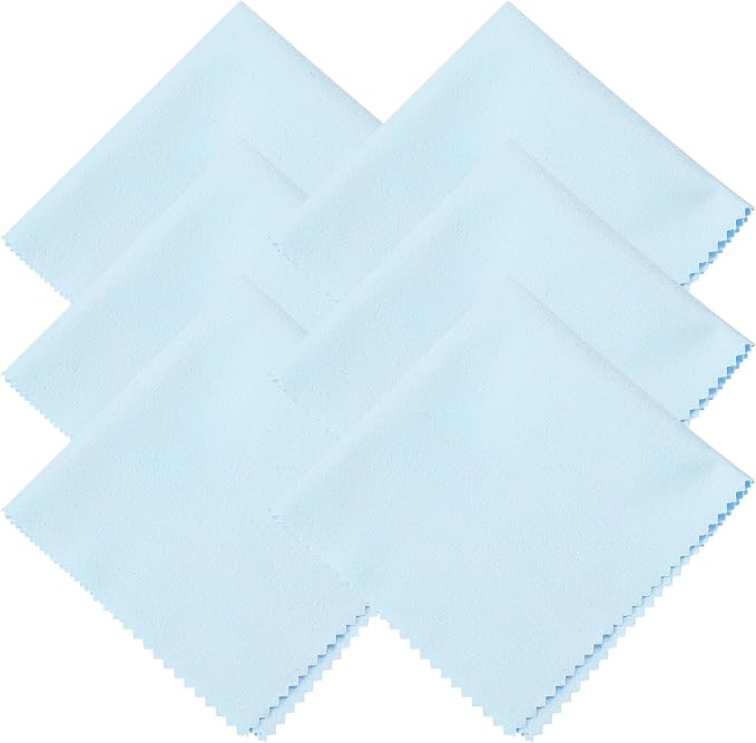 uxcell 6 Pcs Microfiber Cleaning Cloth for Glasses, 11.8 x 11.8 Inch Eyeglass Cleaning Cloth, Glasses Cleaner Wipes for Electronics Lenses Screens Cameras Cell Phones, Light Blue by uxcell