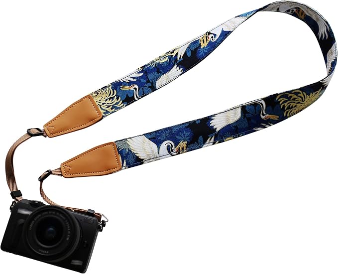 UNIKSTRAP Original Design Personalized Adjustable Camera Strap Chrysanthemum & Crane in Blue, Fit for Canon Nikon Sony Olympus Interchangeable Lens Digital Camera/DSLR etc. by Unknown