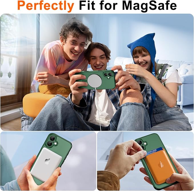 for iPhone 17 Case with Privacy Screen Protector, Green | Full Camera Protection, Magnetic, Compatible with MagSafe, Translucent Matte Shockproof Phone Protective Cover for iPhone 17 - Image 4
