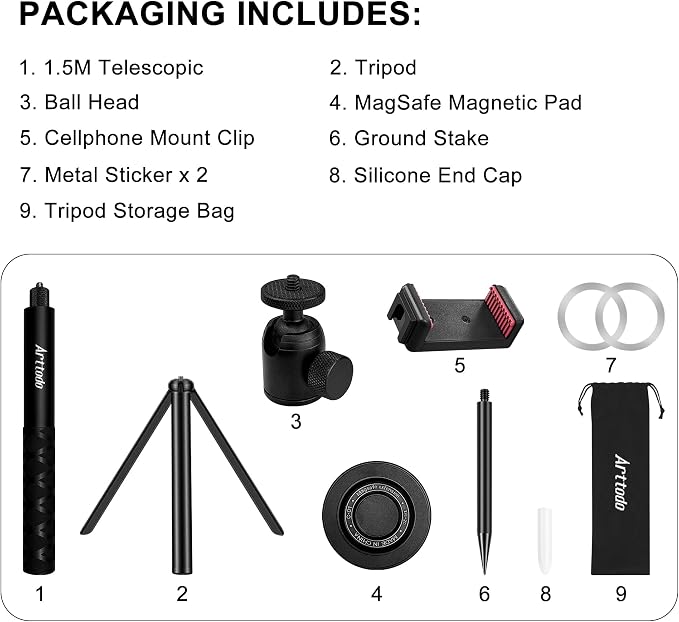 Golf Tripod & Monopod, Magnetic Mount and Adjustable Stick for Golf Swing | 9–59" Adjustable Height to Capture Every Swing Angle, Easy to install, Portable, Compatible with Phones or Cameras - Image 7