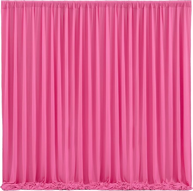 Hot Pink Backdrop Curtain 10 Panels-Wrinkle-Free Polyester Photography Drapes for Wedding Party Photo Background Decorations- 40 X10FT by WishCare