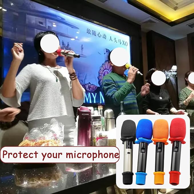 4-Set Black Handheld Mic Protection Kit Silicone Ring Windscreen | anti-roll drop guard, ktv karaoke stage , wireless dynamic mic fit, foam windpop filter cover, bottom rod sleeve included - Image 8