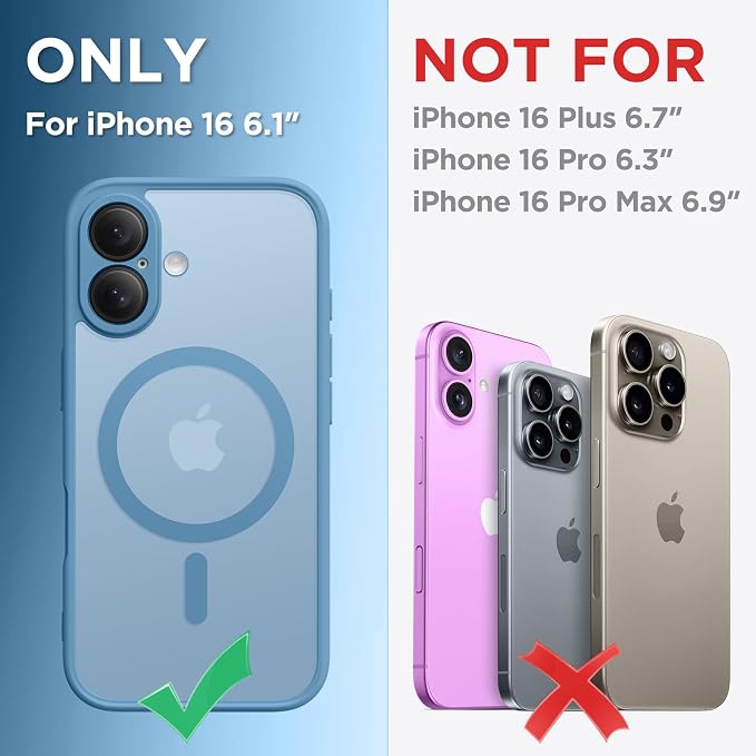 CAPRARO for iPhone 16 Case, Compatible with MagSafe | Upgraded [Full Camera Protection] Protective Translucent Matte Women Girl Magnetic Phone Case Cover, Cloud Blue - Image 2