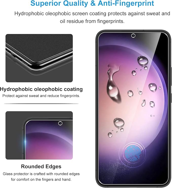 LYWHL for 3 Pack Samsung Galaxy S23 Plus / S23+ Tempered Glass Screen Protector with 2 Pack Camera Lens Protector, Support Fingerprint Unlock, 9H Shatterproof Bubble Free Case Friendly - Image 5