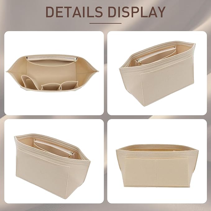 Doxo Purse Organizer Insert for Longchamp Le Pliage Tote, Large Bag Organizer with YKK Zipper Pocket & Cup Holder, Handbag Shaper for Women, Fits Original/Green/Energy L Tote, Beige-WL - Image 7
